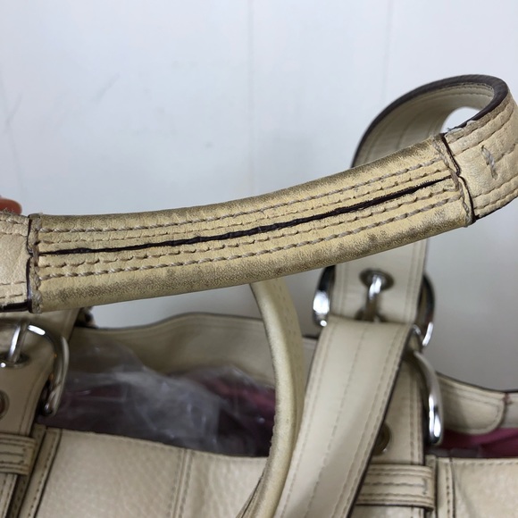 Coach Ivory Pebbled Pleated Leather Shopper Tote - Picture 7 of 11